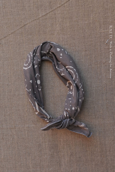 Block Print Cotton Bandana - Mud Brown