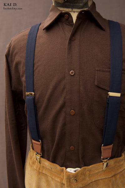 Long Sleeve Cassady Shirt (relaxed cut) - Brown Japanse Flannel - S, M, XXL