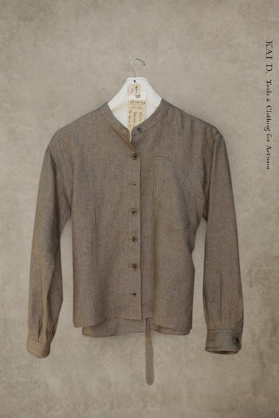 Edith Belted Shirt - Pure Linen : Bark Heather -XS, S, M