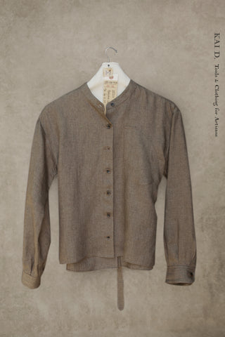 Edith Belted Shirt - Pure Linen : Bark Heather -XS, S, M