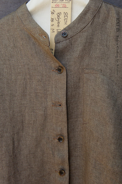 Edith Belted Shirt - Pure Linen : Bark Heather -XS, S, M
