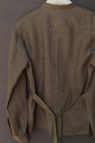 Edith Belted Shirt - Pure Linen : Bark Heather -XS, S, M