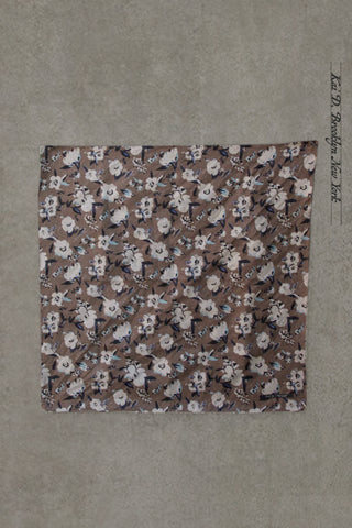 Linen Bandana - Brown Linen Floral