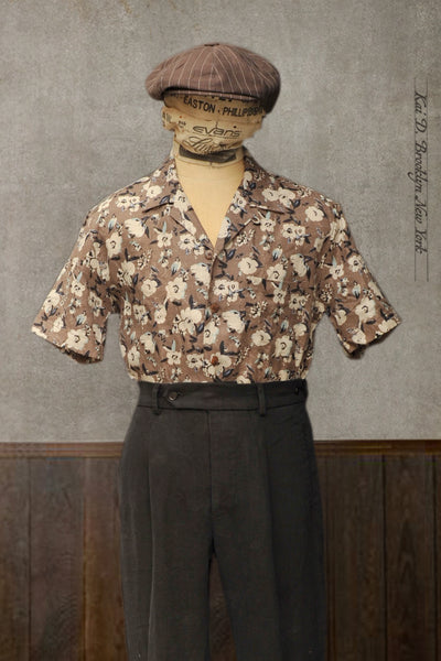 Short Sleeve Slater Shirt - Linen Floral - L, XXL