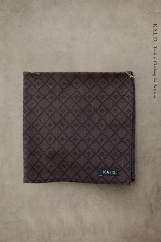 Geo Jacquard Cotton Pocket Square - Brown