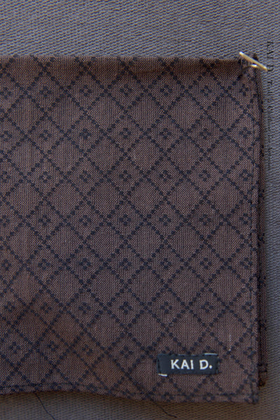 Geo Jacquard Cotton Pocket Square - Brown