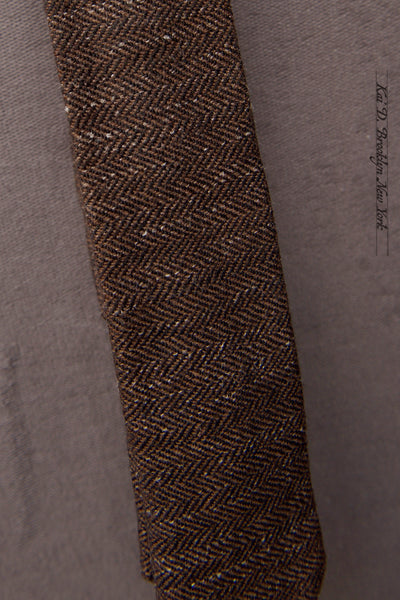 Herringbone Tweed Wool Tie - Dark Brown