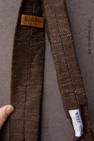Herringbone Tweed Wool Tie - Dark Brown