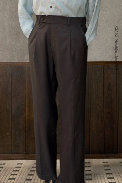 Wide Leg Matisse Pants - Tropical Herringbone Wool - 30, 32, 34