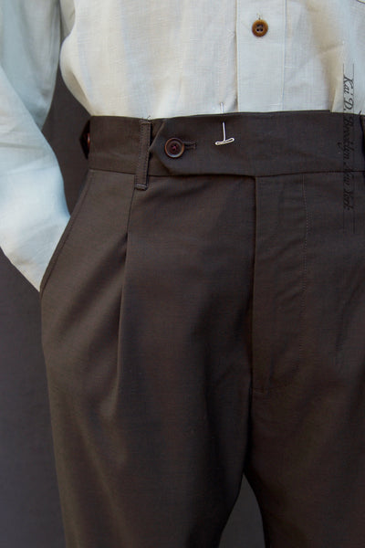 Wide Leg Matisse Pants - Tropical Herringbone Wool - 30, 32, 34