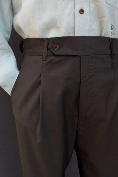 Wide Leg Matisse Pants - Tropical Herringbone Wool - 30, 32, 34