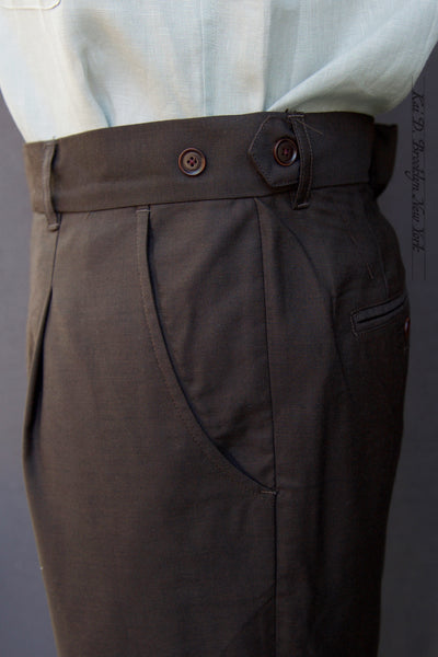 Wide Leg Matisse Pants - Tropical Herringbone Wool - 30, 32, 34