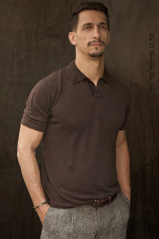 Fine Gauge Linen Polo - Dark Brown - XL (NO RETURN)