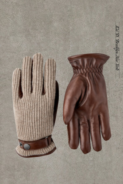 Mixed Media Gloves - Brown - 8, 9
