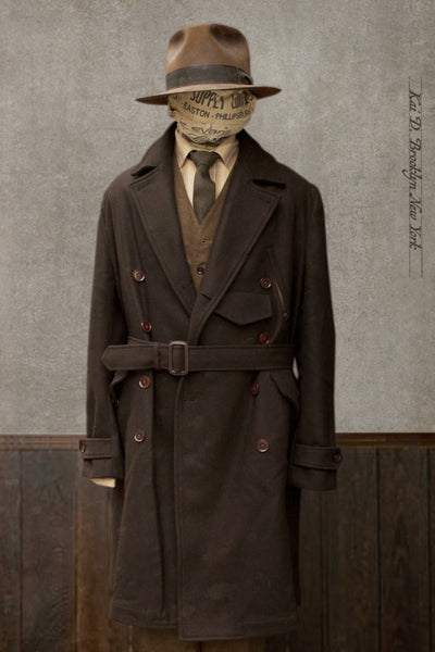 Motorcycle Trench- Dense Wool Twill - L, XL