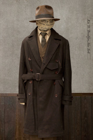 Motorcycle Trench- Dense Wool Twill - L, XL