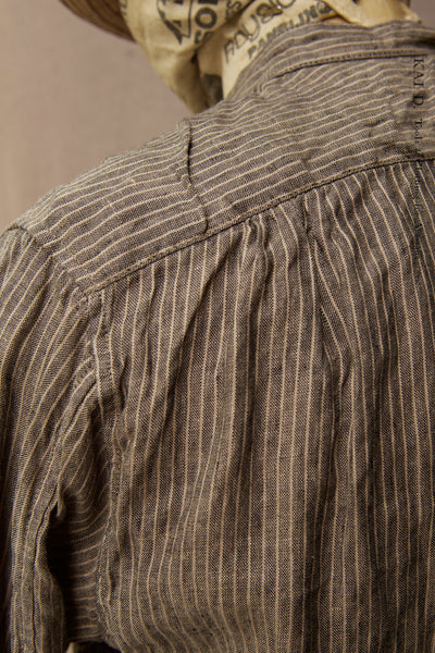 Okada Pop Over Shirt - Taupe Stripe  - L, XL