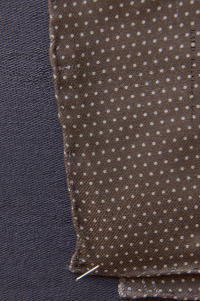 Silk Cashmere Pocket Square - Light Brown Polka Dots