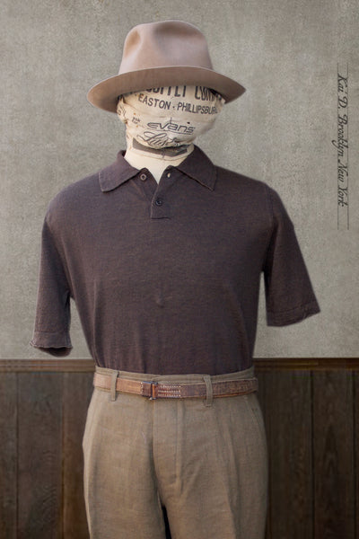 Fine Gauge Linen Polo - Dark Brown - XL (NO RETURN)
