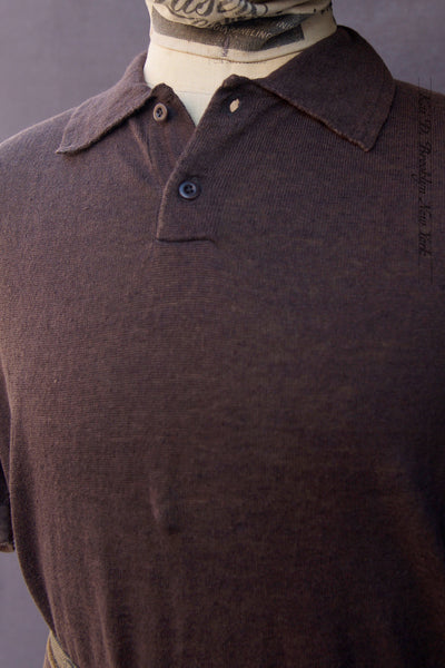 Fine Gauge Linen Polo - Dark Brown - XL (NO RETURN)
