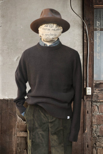 Ribbed Raglan Sweater - Merino Cashmere - Deep Chocolate - M, L, XL