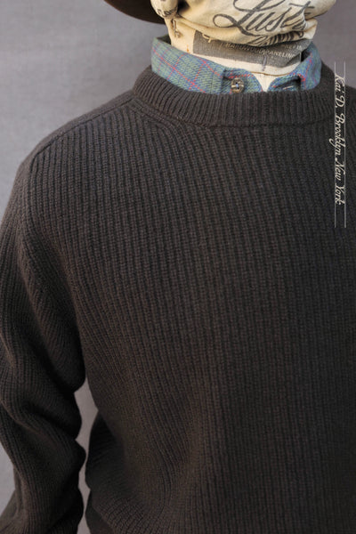 Ribbed Raglan Sweater - Merino Cashmere - Deep Chocolate - M, L, XL