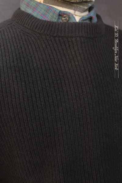 Ribbed Raglan Sweater - Merino Cashmere - Deep Chocolate - M, L, XL