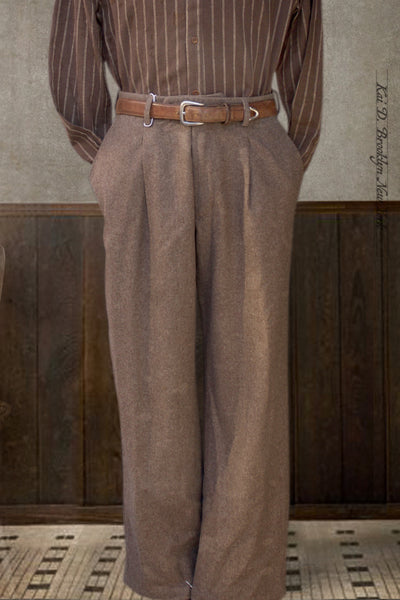 Sheffield Trousers - Brown Virgin Merino Wool - M, L