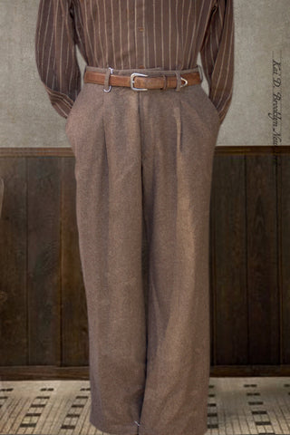 Sheffield Trousers - Brown Virgin Merino Wool - M, L