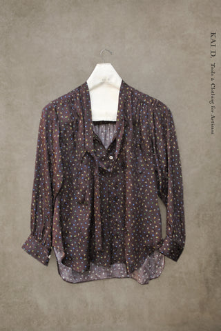Agnes Shirt - Pure Silk - Brown Mini Floral  - S (Copy)
