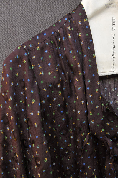 Agnes Shirt - Pure Silk - Brown Mini Floral  - S (Copy)