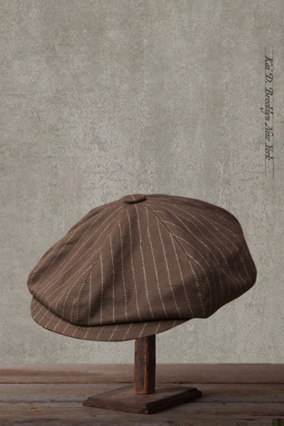Peaky Hat - Dark Brown Striped Wool - M, L, XL