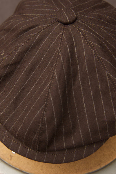 Peaky Hat - Dark Brown Striped Wool - M, L, XL