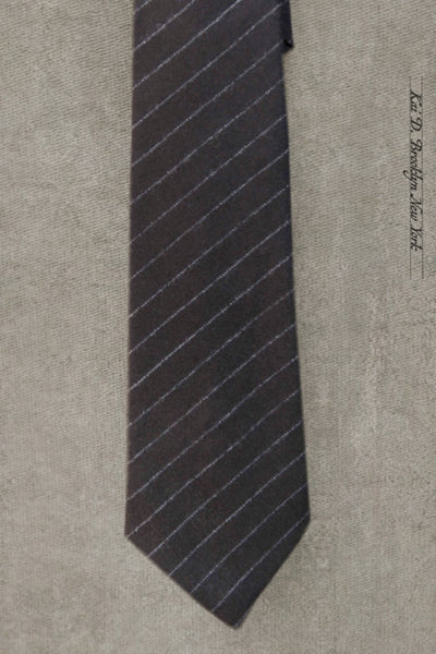 Strioped Wool Tie - Retro Dark Brown