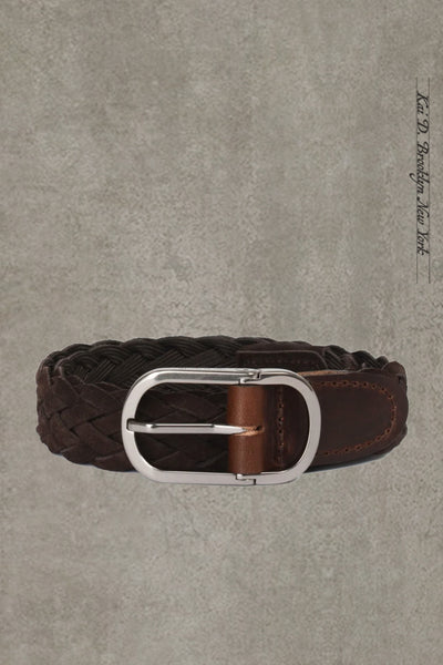 Cliquet Braided Belt - Dark Brown Suede- M, L