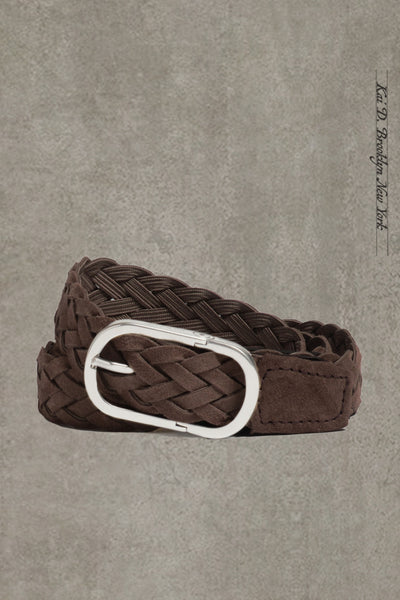 Cliquet Braided Belt - Dark Brown Suede- M, L