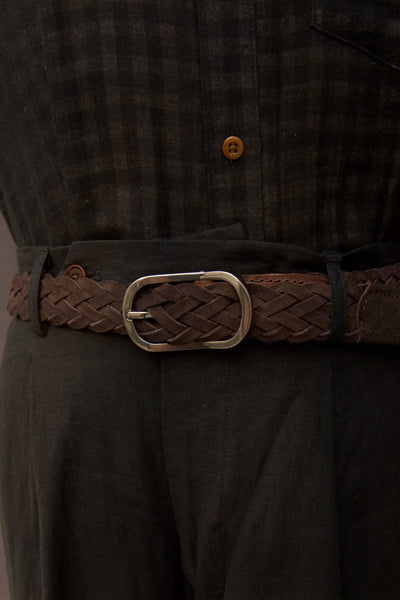 Cliquet Braided Belt - Dark Brown Suede- M, L