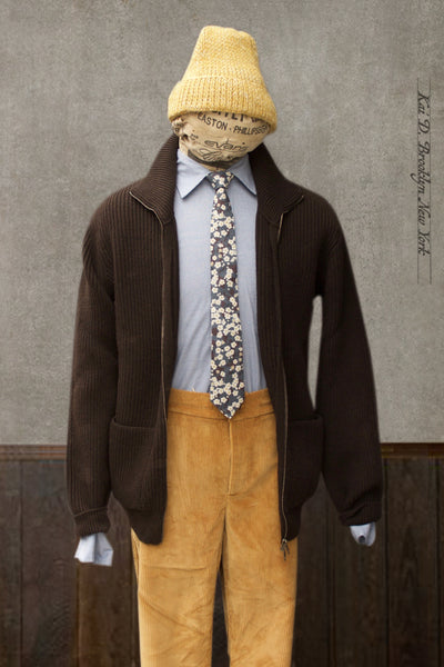 Full Zip Sweater Jacket - Dark Brown - 6(XL)