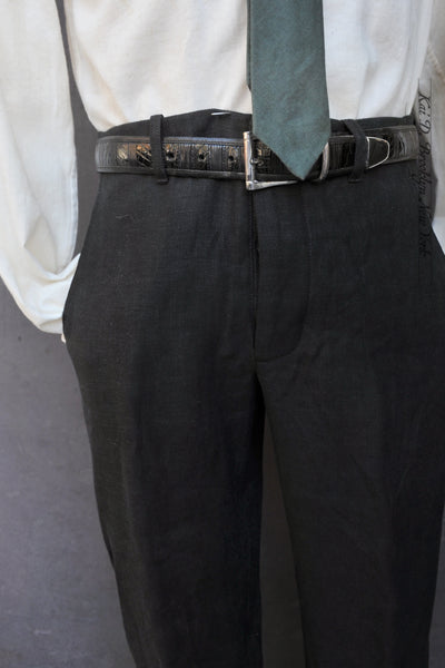 Borough Pants - Crosshatched Linen Twill - Black - 30, 32, 34, 36