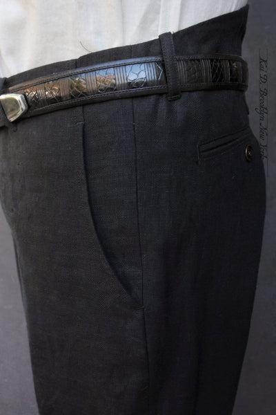 Borough Pants - Crosshatched Linen Twill - Black - 30, 32, 34, 36