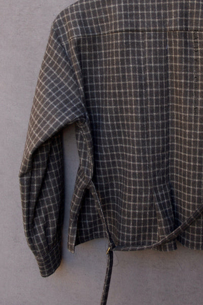 Edith Belted Shirt - Pure Wool - Brown Windowpane - S, M, L