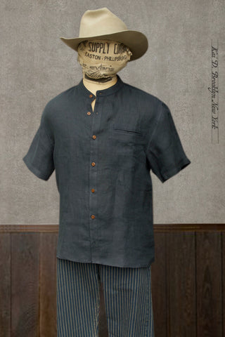 Buck Shirt - Natural Dyed Linen Twill  - M, L