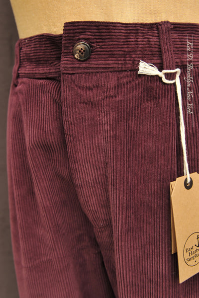 Oxnard One Pleat Pants - Burgundy Corduroy - 48, 50, 52