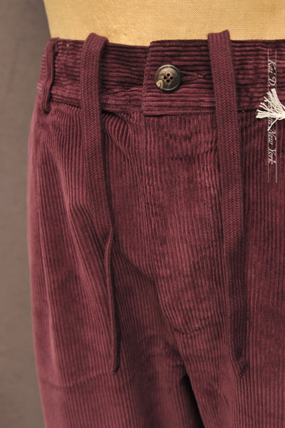 Oxnard One Pleat Pants - Burgundy Corduroy - 48, 50, 52