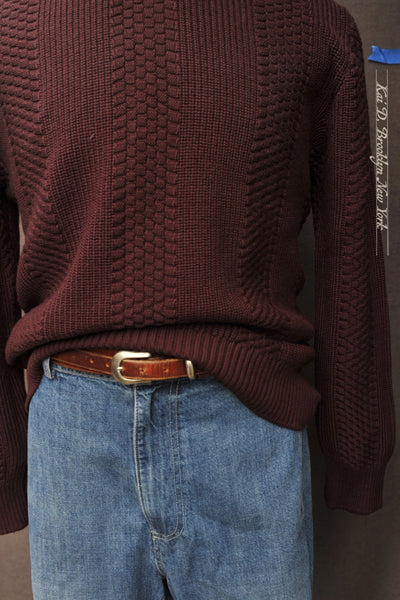 Mixed Stitch Crew Neck Sweater - Prune - 4(M), 5(L), 6(XL)