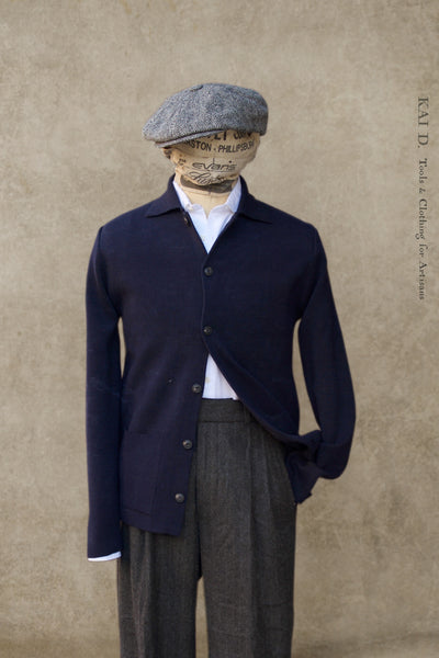 Knitted Button Jacket - Navy - 3, 4, 5