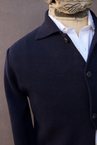 Knitted Button Jacket - Navy - 3, 4, 5