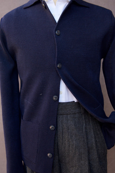 Knitted Button Jacket - Navy - 3, 4, 5