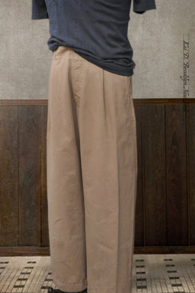 Bobby Wide Cut Pleated Trousers - Beige - S, M, L