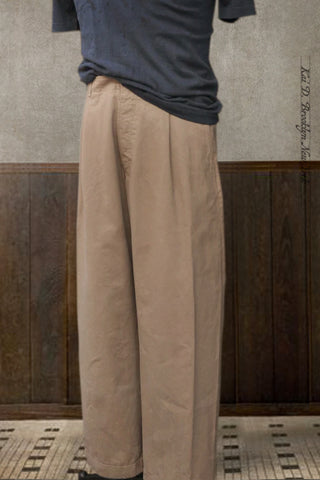 Bobby Wide Cut Pleated Trousers - Beige - S, M, L